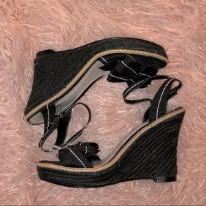 Impo Black Wedge Sandals